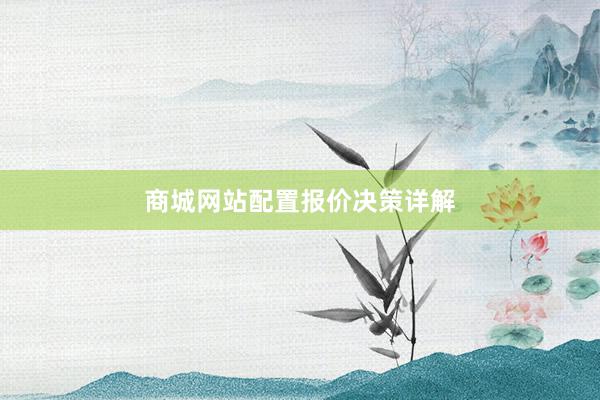 商城网站配置报价决策详解
